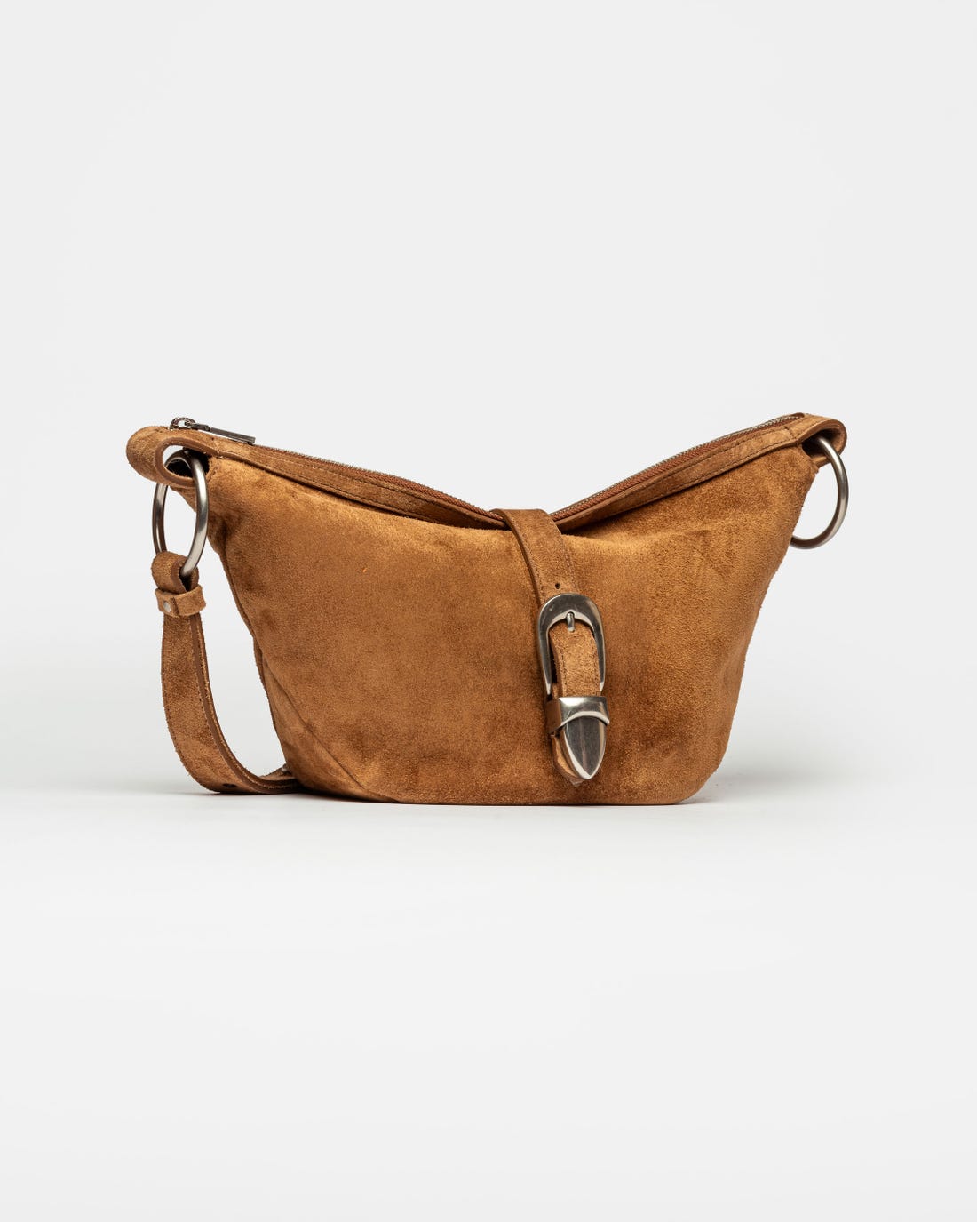 Bandolera Bambu en cuero gamuza